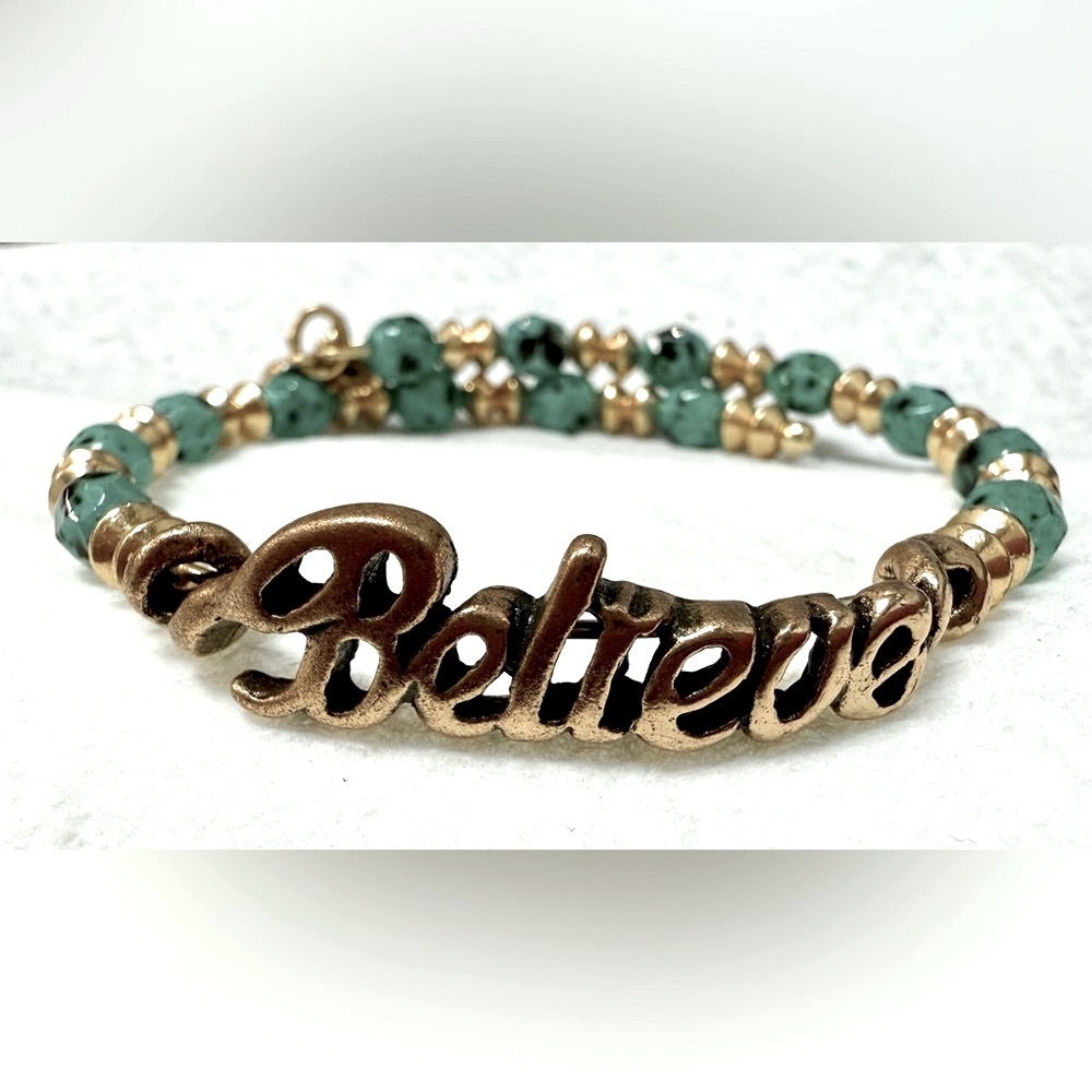 Disney Gold and Green 'Believe' Bracelet